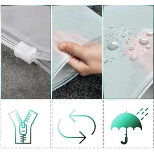 Reusable Zip Lock Bags, 30pcs 17x25cm Plastic Travel Bags Organiser No Holes Hospital Bag Organiser Pouches Frosted Waterproof Travel Storage Bag for Clothes,Shoes,Cosmetics,Suitcase — view 3