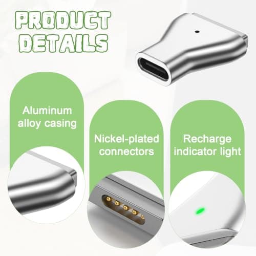 USB-C to Magnetic Adapter for MacBooks, for Magsaf Connector Type C to Magsaf2 T-Head, 100W PD Fast Charging Converter for MacBooks Air Pro 2013-2015 — view 3
