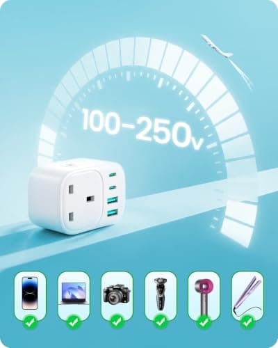 LENCENT UK to Europe Travel Adapter Set, Detachable Type C/F/L Plugs — view 5