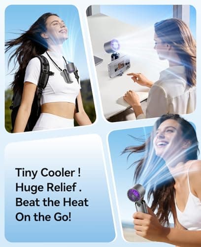 KIMMOO Handheld Portable Turbo Fan with Ice Cooler, Powerful 21000 RPM, Speed (1-199), Up to 14Hrs Cooling, Rechargeable Personal Fan, Small Pocket Hand Fans for Travel/Outdoor/Home/Office (Grey) — view 5