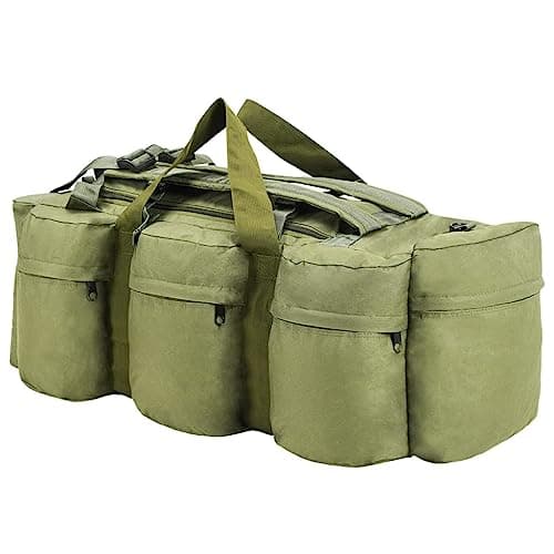 vidaXL 3-in-1 Army-Style Duffel Bag 45 L Olive Green — view 2