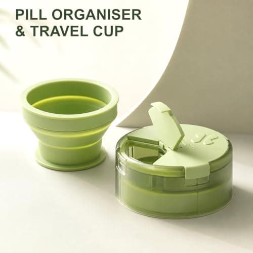 Pill Organiser with Tablet Cutter 4 Compartment Travel Pillbox Silicone Cup — view 3