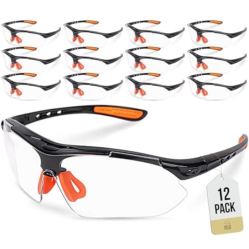 Wild Polar Safety Glasses - Black & Orange - Clear Lenses, Anti-Fog Eye Protection Goggles with Orange Nose and Ear Grips - Lightweight & Durable, Comfortable Fit for Work, Lab & DIY