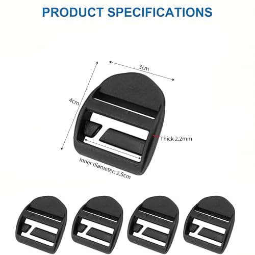 hankousi Pack of 4 Plastic Ladder Lock Buckles, 25mm Inner Diameter Backpack Replacement Buckles, Durable Webbing Adjuster Clips for Backpacks, Luggage Straps & Seat Belts — view 2