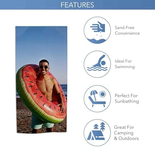 Print Maniacs Personalised Photo Beach Towel Custom Picture Towel Microfibre Large Quick Dry Lightweight Travel Towel Holiday Pool Gym Spa Gift for Family — view 4
