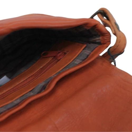 Luigi's Genuine Leather Cross-Body Bag – Adjustable Strap, Magnetic Lock, Zipper Pockets, Elegant Design(Tan) — view 4