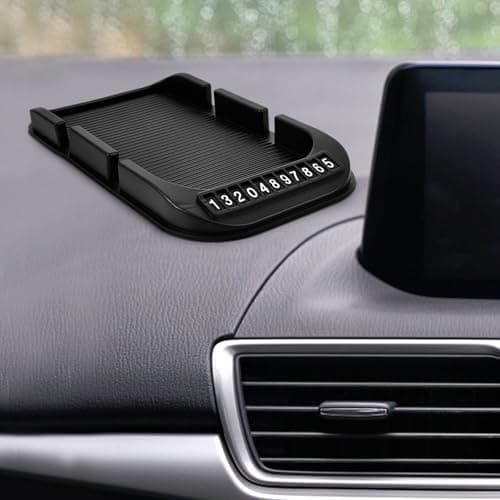 Veemoon car dashboard phone holder car dashboard mat secure placement double slot design car dashboard black PVC for cellphones — view 6