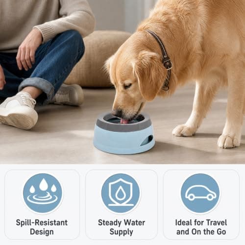 Anti-Overflow Slow Drinking Dog Bowl, Portable Travel Dog Water Bowl — view 3