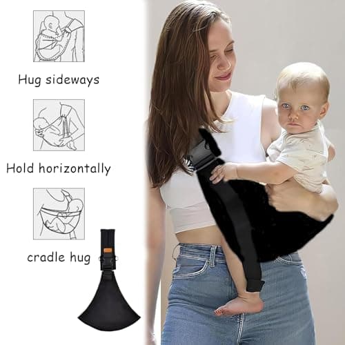 HhBdy Baby Carrier, Toddler Carrier Ergonomic Baby Sling Adjustable, Toddler Sling Safe and Convenient 3 Carrying Positions for Newborn to 6-36 Months (Black) — view 3