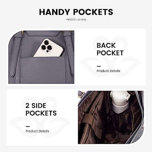 LOVEVOOK Laptop Bags for Women 15.6 inch Leather Handbags Large Tote Bag with Compartments Ladies College Teacher Work Bag Waterproof Shoulder Cross Body Bag for Office Business School Shopping — view 4