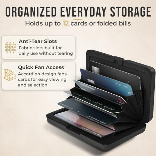 TopMost RFID Blocking Aluminum Credit Card Holder for Men & Women - Slots for 12 Cards & Tickets, Orchid, Small, Card & Cash Holders — view 4