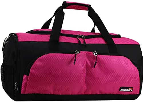 foolsGold Gym Duffle Bag with Shoe Compartment – Large Sports Holdall with Multiple Pockets, Fully Lined Interior, Durable 600D Polyester, Padded Strap & Base Pads – Pink — view 3