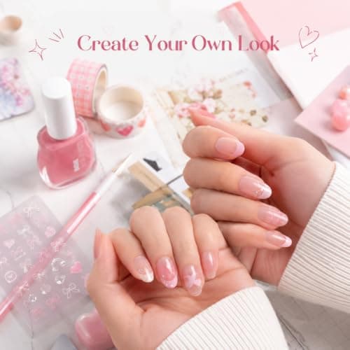 Jelly Nail Polish - Sheer Pink Translucent Nail Varnish - Long Lasting Quick Dry Breathable High Glossy Clear Nude Pink Nail Paint - Buildable for French Manicure DIY Nail Art No UV Needed Home — view 4