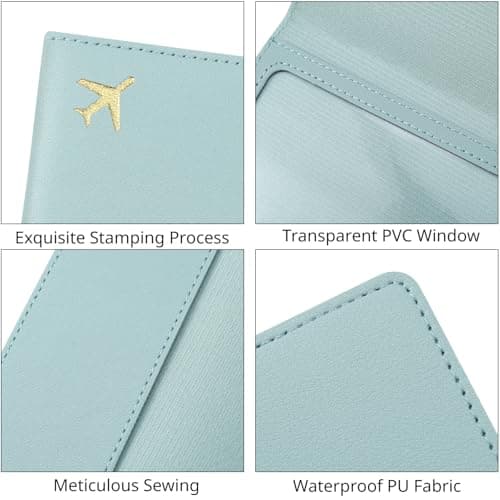 ILIYAH PU Leather Passport Holder Cover for Women Men Credit Cards Boarding Passes Travel Wallet Case(Light Blue) — view 4