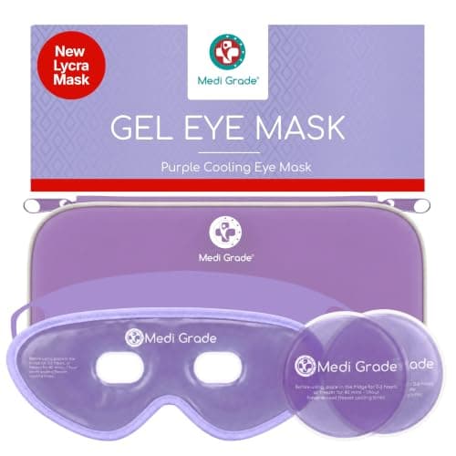 Medi Grade Cooling Eye Mask for Puffy Eyes, Cold Compress Gel Pads, Purple