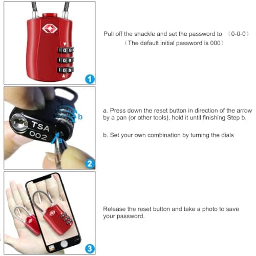 Diyife TSA Approved Luggage Locks with Flexible Steel Cable, Easy to Set up — view 5