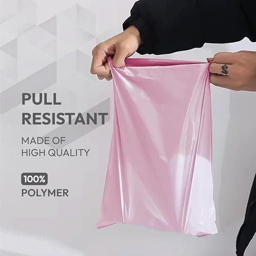 delka Mailing Bags, 60 Mixed Size Pink Poly Mailer Bags, Tear-Resistant Shipping Envelopes for Clothing, Documents, Strong Self-Seal Adhesive, Waterproof & Lightweight Pink — view 3