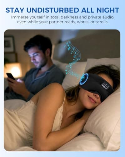 MUSICOZY Breathable Sleep Mask Headphones for Hot Sleepers, 100% Blackout — view 6