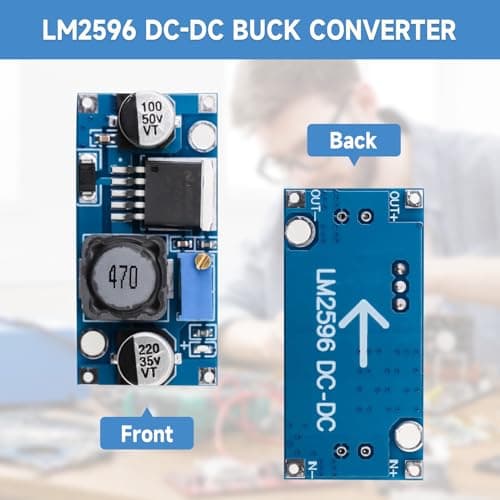 5Pcs LM2596 DC-DC Buck Converter Voltage Regulator, High Efficiency Step Down Power Supply Module 3.0V-40V Input to 1.25V-35V Output, 3A Max Current for DIY Electronic Projects — view 3