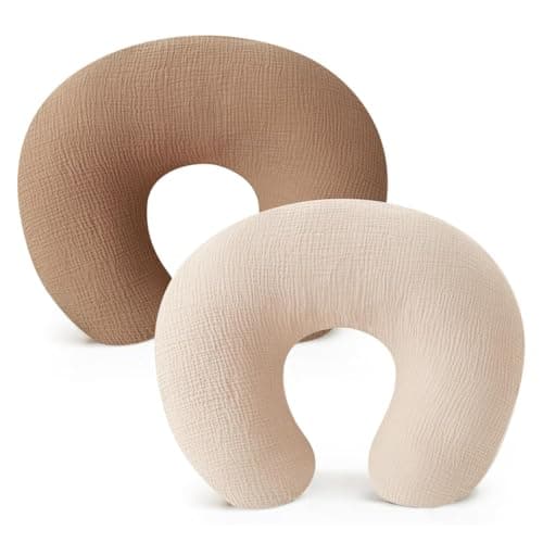2 Pcs Nursing Pillow Cover Muslin Cotton Hidden Zipper Removable Washable Slipcover For U Shaped Breastfeeding Pillow Baby Boys Girls no Pillow