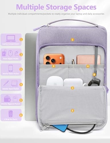HYZUO 13 Inch Laptop Bag Sleeve Case for MacBook Air 13 M5, Lilac Purple — view 3