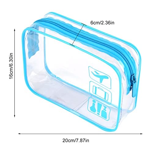 Clear Toiletry Bag Transparent TSA Approved Makeup Cosmetic Travel Organiser, Waterproof Wash Bag for Air Travel Carry On（Blue） — view 4