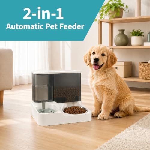 EVERGOODS 2-in-1 Automatic Cat Feeder Water Dispenser for Cats Dogs — view 2