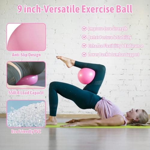 Pilates Ring Set, 14Inch Magic Circle, 9 inch Exercise Ball, 3 Resistance Bands (10/20/30 lbs), Home and Travel Pilates Equipment Kit for Toning, Strength & Flexibility — view 6
