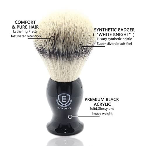 Luxury Mens Shaving Brush by Echolly-NO Shedding Bristle Shaving Brushes for Men-Vegan Lather Shave Brush-Luxury Fast Beard Brush-Perfect Gifts for Men,Boyfriends,Fathers — view 4