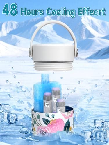 YOUSHARES Injection Cooler Travel Case - Portable Insulin Pen Case with Temperature Display, 48h Cooling, TSA Approved, Insulin Cooler Bottle for Diabetes Supplies, Holds 1-7 EpiPens(Colorful Flowers) — view 3