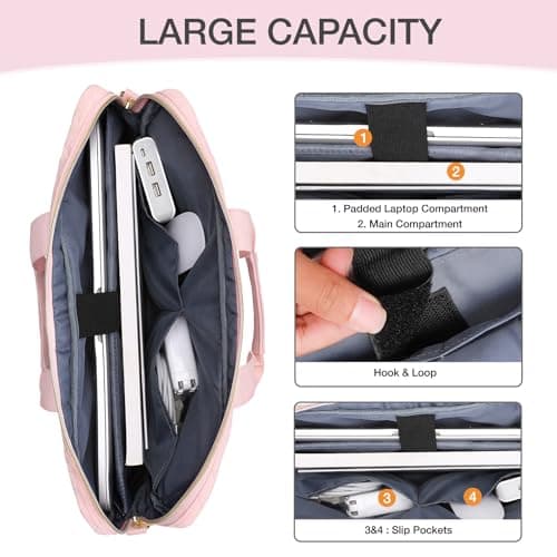 MOSISO Laptop Case Bag 16 inch, Briefcase for Women Men, Pink — view 5