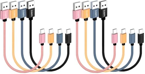 SUMPK USB C Cable 30cm 8-Pack, 3A Fast Charging USB A to USB C Cord Nylon Braided Compatible with Samsung Galaxy A10e A20 A20S A51, S20 S10 S9 S8, Note 10 9 8, Moto G7 G8,Pixel 3, LG V30