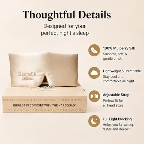 SleepSilk Mulberry Silk Sleep Mask – Luxury Padded Eye Mask for Deep Sleep, Light Blocking, Soft Face-Hugging Design, 22 Momme Silk, Blackout Eye Mask,Dusty Gold Ideal Gift — view 2