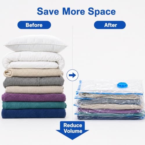 1ABOVE Pack of 6 Vacuum Compressed Storage Bags, Mould Moisture and Bug Proof, Double Zip High Sealing Triple Air Leak Patent Valve for Maximum Compression (LARGE) — view 4