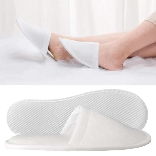 Yunzhou1230 White Hotel Slippers Multipack,Non-Slip Disposable Slippers, Closed Toe for Spa, Party Guest and Travel (White 15 Pairs(UK 4-8)) — view 4