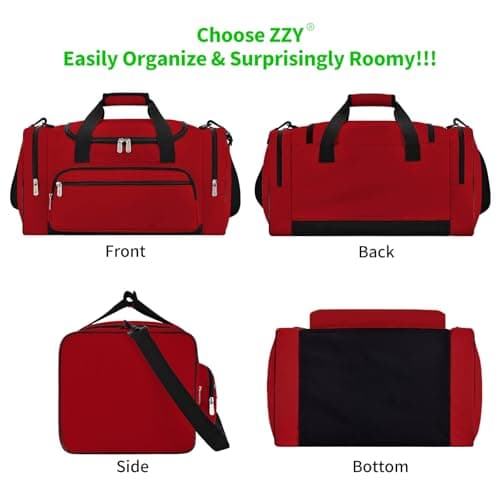 ZZY Gym Duffle Bag, 40L Sports Holdall, Red — view 5