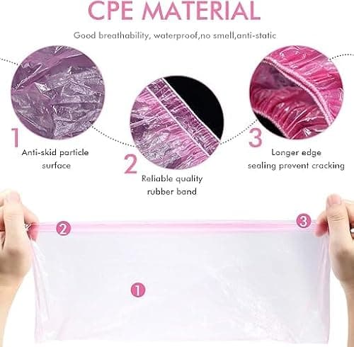 100 Pieces Disposable Shoe Covers - Pink Plastic, Anti Slip, Dust Proof, Waterproof Overshoes – Indoor, Outdoor, Carpet, Floor, Rain, Boot, Safety, Cycling, Strong Foot Covering — view 3
