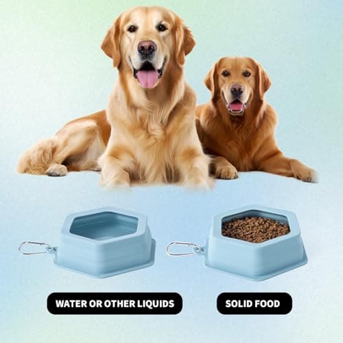 No Splash Collapsible Dog Travel Bowl, Collapsible Spill Proof Dog Water＆Food Bowls Integrated Molding Portable Pet Dish for Car,Camping, Long Road Trips (Blue) — view 6