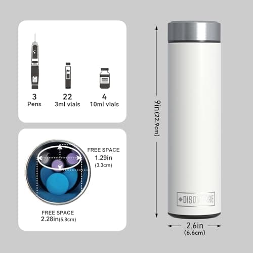 DISONCARE 60H Insulin Pens Cooler Travel Case Medicine Cooler for Travel TSA Approved EpiPen Carry Case with 2 Biogel Ice Pack Diabetic Trave with QR Medical Tag(Polar White) — view 2