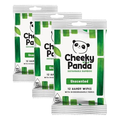 The Cheeky Panda Bamboo Hand Wipes | 12 Travel Wipes | 100% Plastic Free and Biodegradable Wet Wipes (Pack of 3)