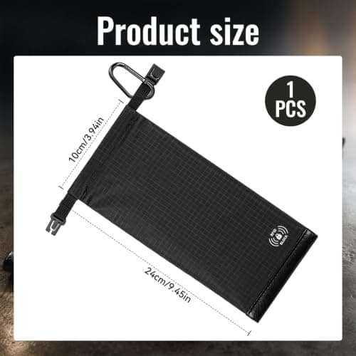 Faraday Pouch for Car Keys and Phone, RFID Signal Blocking Bag Anti Theft Keyless Entry Fob Protector, GPS WiFi Bluetooth NFC Blocker Case, Water Resistant Security Wallet (Black) — view 2