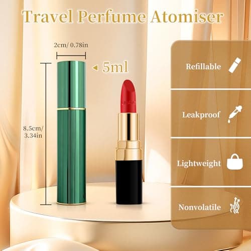 TonJin 5ml Travel Perfume Atomiser Refillable, Small Portable Empty Spray Bottle, Leakproof & Easy To Refill Perfume Decanter Cologne Dispenser for Women and Men(Green) — view 3
