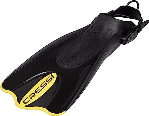 Cressi Palau Saf Fins - Adjustable Short Fins Adults for Snorkelling and Swimming, Black/Yellow Short Fins, L/XL (44/47) — view 5