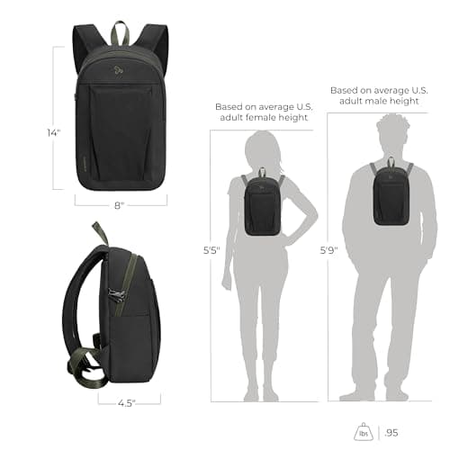 Travelon Anti-Theft The Voyages Small Backpack with XL Water Bottle Pocket, Black, 8" W x 14" H x 4.5" D, Anti-theft the Voyages Small Backpack With Xl Water Bottle Pocket — view 4
