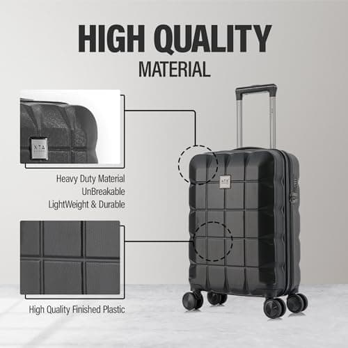 ATX 55x36x20cm Cabin Suitcase ABS Lightweight Small Suitcase with 4 Dual Spinner Wheels and Built-in 3 Digit Combination Lock (Gun Metal Grey, 21Inches, 33Liter) — view 6