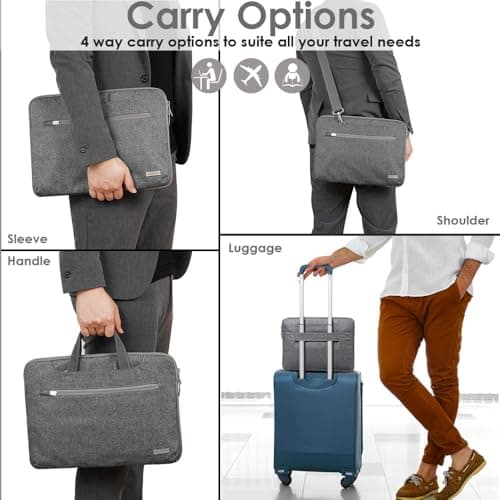 TECHGEAR Case for 15" - 15.6" Laptops, Portable Multi-function Laptop Case with Adjustable Shoulder Strap, Luggage Strap & Suppressible Handles, Portable Sleeve Organiser Case Cover + Pockets GREY — view 2