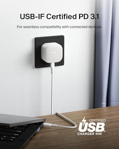 Belkin Compact Wall Charger 45W, USB-C Power Delivery Fast Charging for Apple iPhone 17, iPhone Air, iPhone 16 Serie, Samsung Galaxy S25, Google Pixel, iPad, AirPods & More - White — view 5