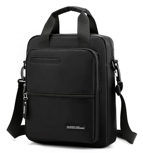 zhongningyifeng Men's 14-inch Laptop Messenger Bag Nylon Large Shoulder Bag Business Waterproof Casual Black Crossbody Bag for Work Travel Outdoor