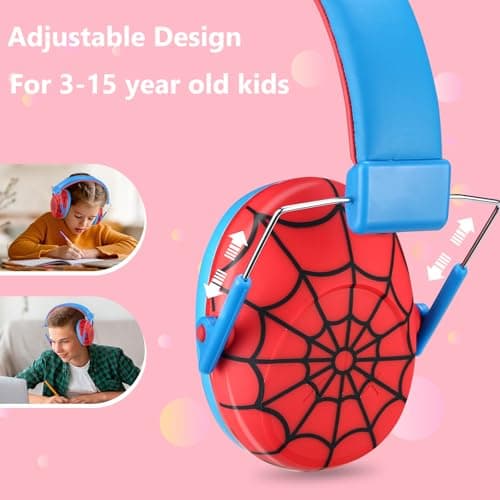 ProCase Kids Noise Cancelling Headphones Ear Hearing Protection, Red&Blue — view 2