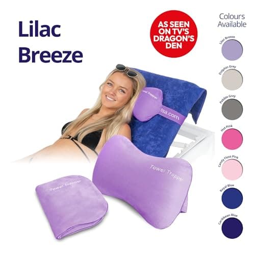 ITSA Towel Trapper | Memory Foam Travel & Beach Pillow | Sunlounger Towel Strap | Portable Pillow | Towel Gripper | Neck Support (Lilac Breeze) — view 2